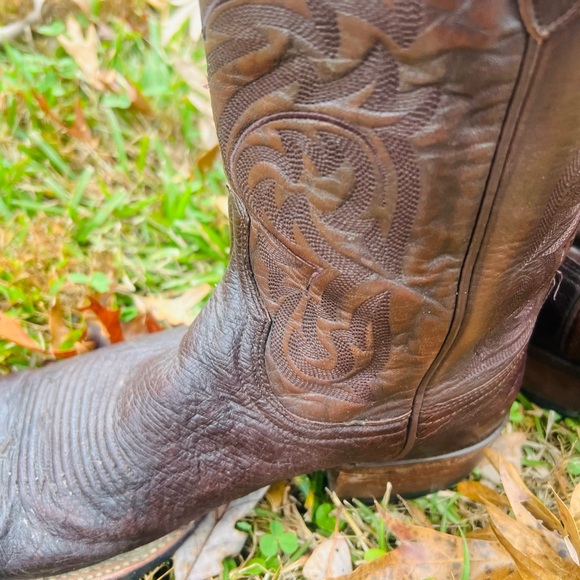 Lucchese Brown smooth ostrich Leather Cowboy Boots